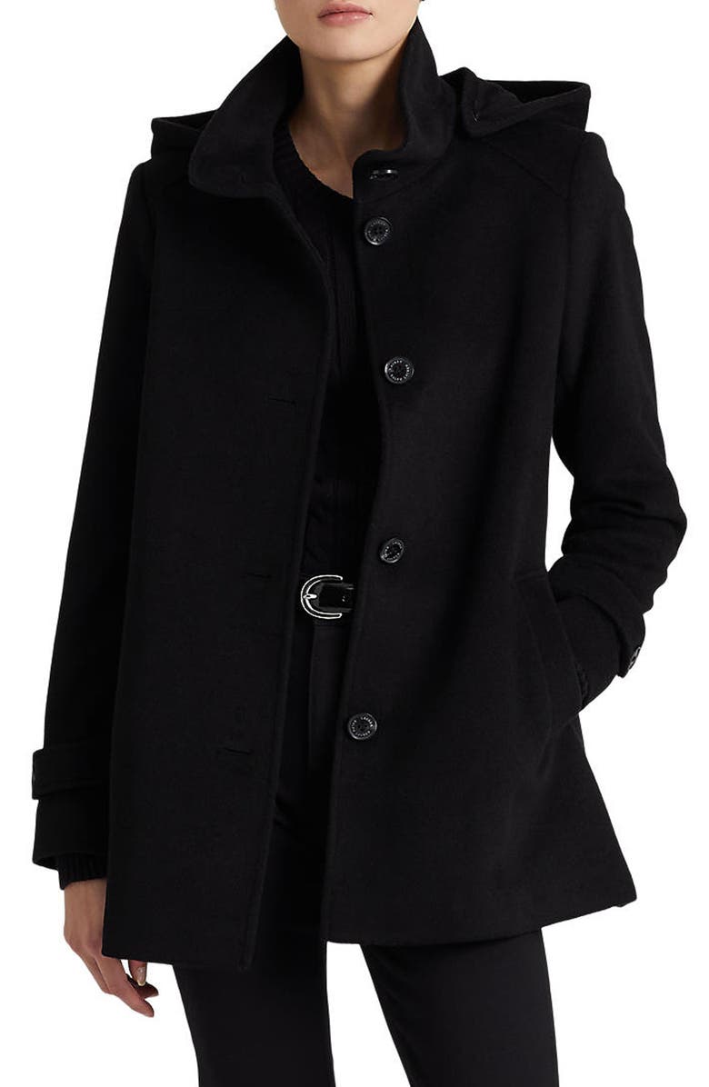 Lauren Ralph Lauren Wool Blend Coat with Removable Hood | Nordstrom
