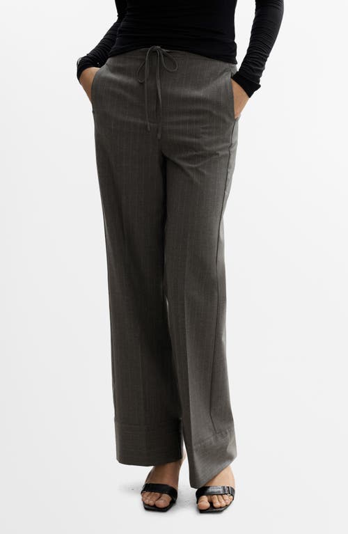 Shop Mango Chalk Stripe Straight Leg Pants In Grey