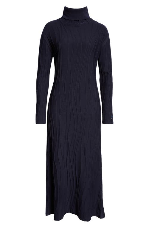 Shop Herno Long Sleeve Virgin Wool Jacquard Sweater Dress In Navy