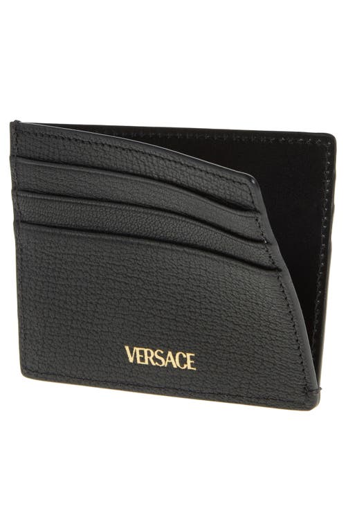 Shop Versace Medusa Grained Leather Card Case In Black  Gold