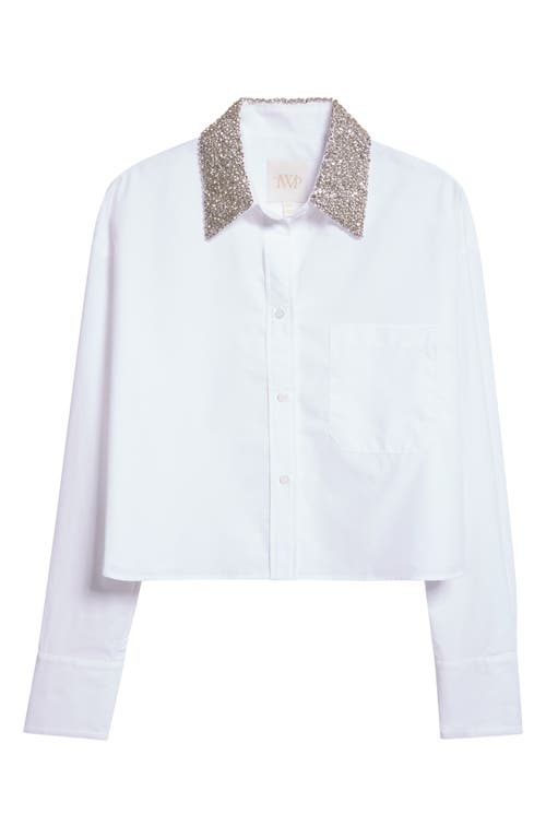 Twp Little Big Joe Crystal Embellished Cotton Button-up Shirt In White