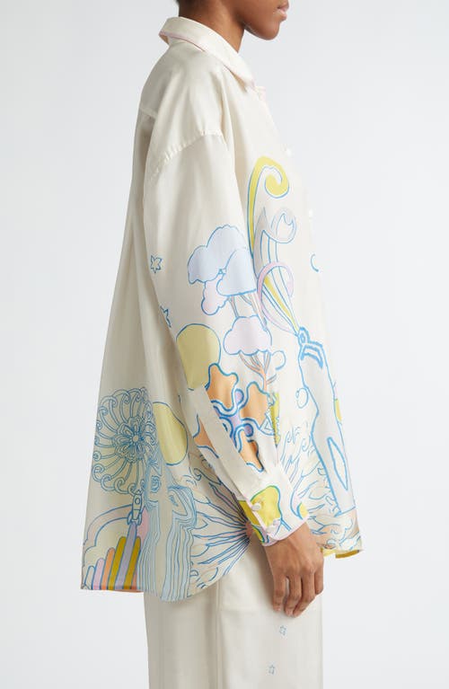 Shop Zimmermann Pop Print Relaxed Silk Shirt In Watercolour Multi