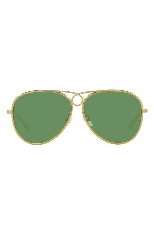 Tory Burch 59mm Pilot Sunglasses in Gold