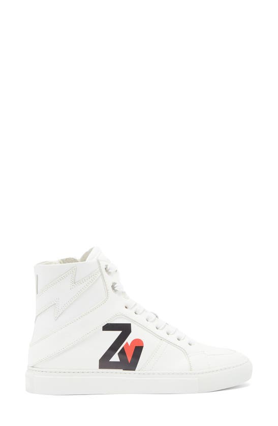 Shop Zadig & Voltaire Zv1747 High Flash Sneaker In Blanc