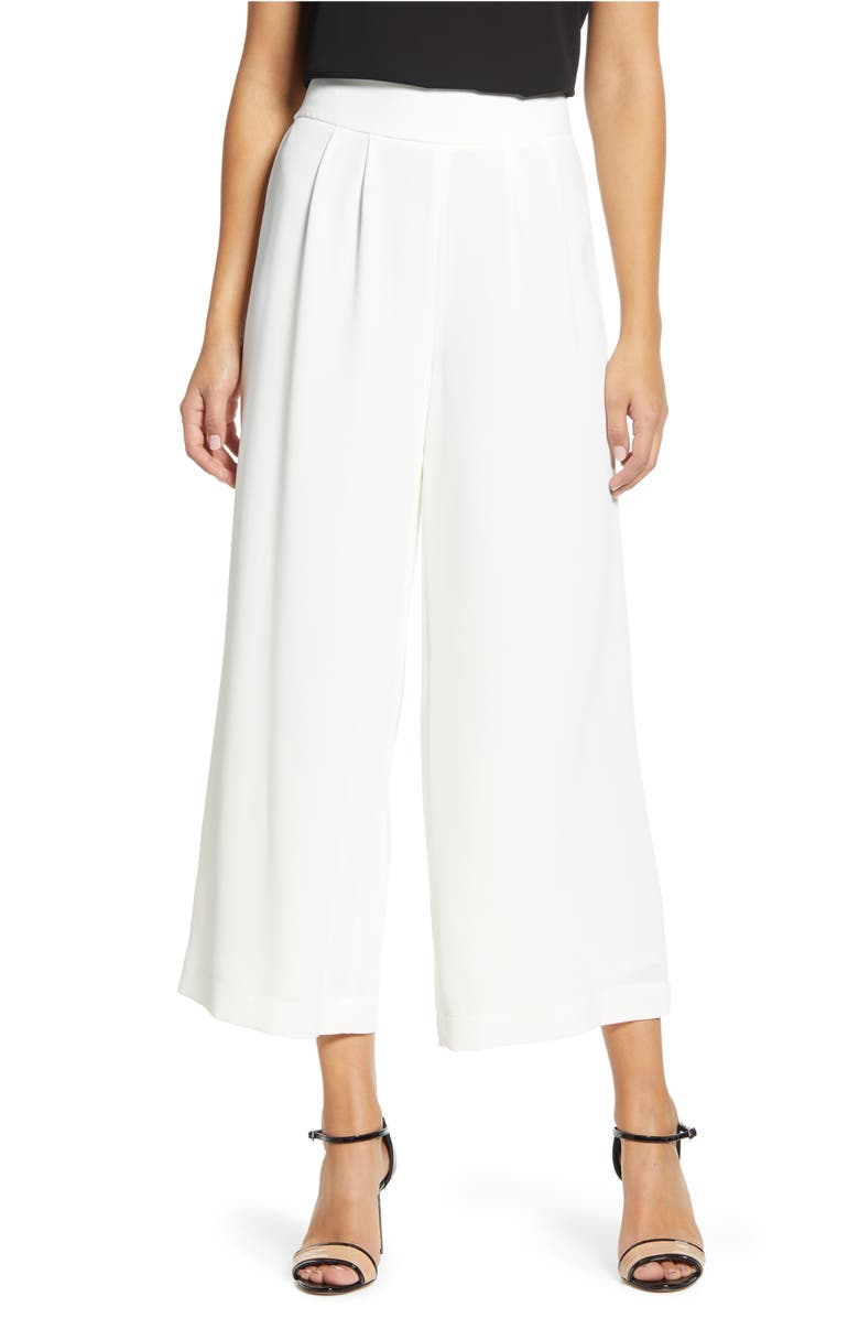 1.STATE Wide Leg Crepe Trousers, Main, color, SOFT ECRU