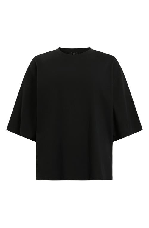 Shop Allsaints Sequin Logo Oversize Cotton Graphic T-shirt In Black