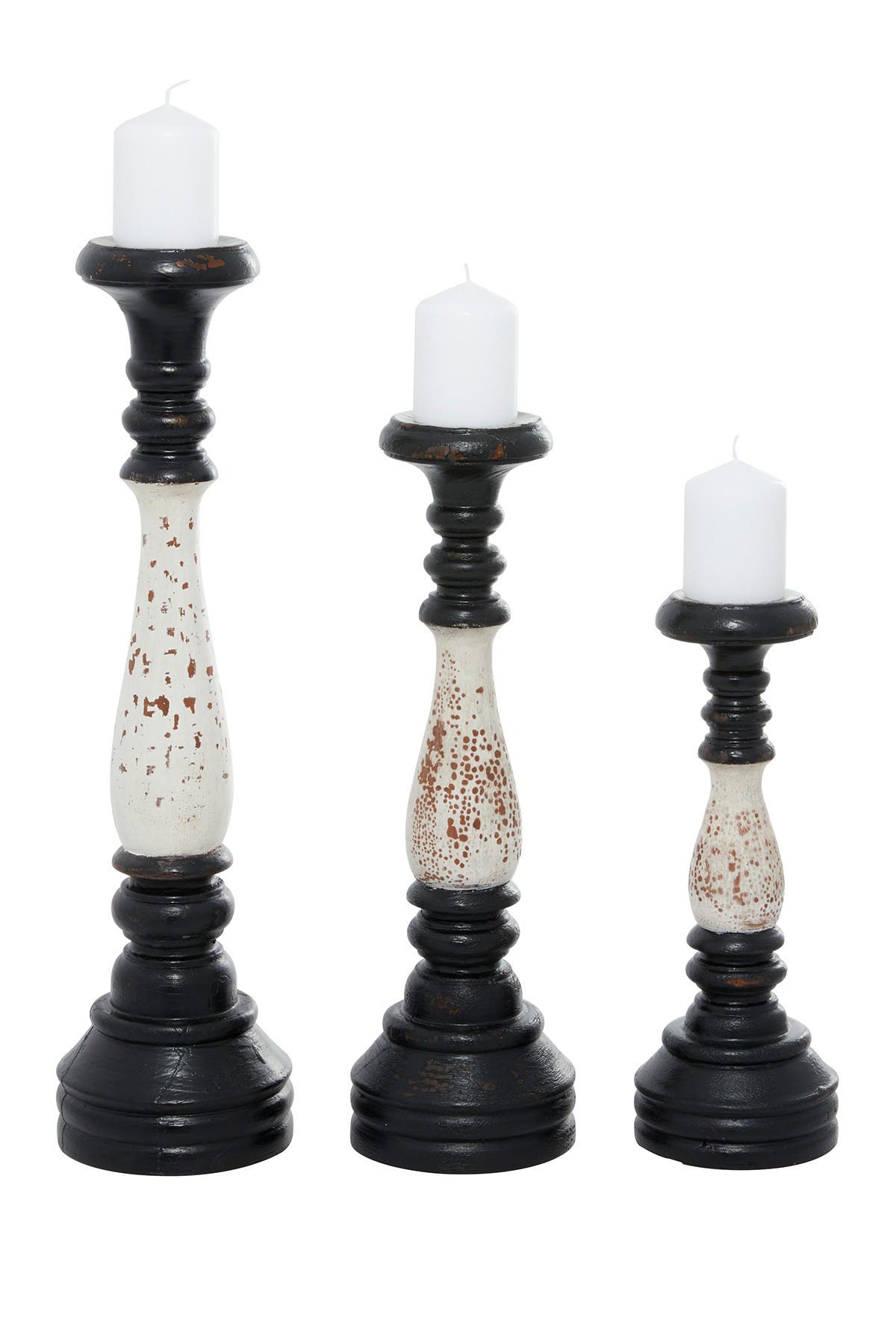 Willow Row Black And White Wood Farmhouse Candlestick Holders ModeSens