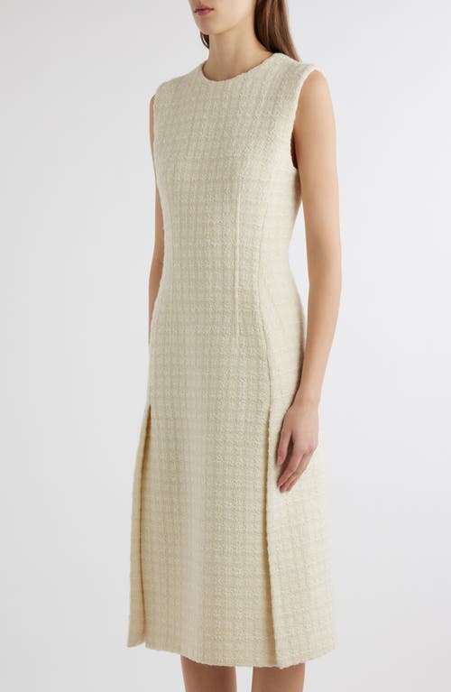 Shop Givenchy Sleeveless Wool Blend Tweed Midi Dress In Ecru