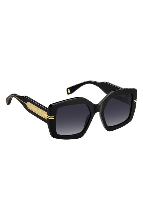 Marc Jacobs 53mm Gradient Rectangular Sunglasses In Black Crystal/dark Grey Sf