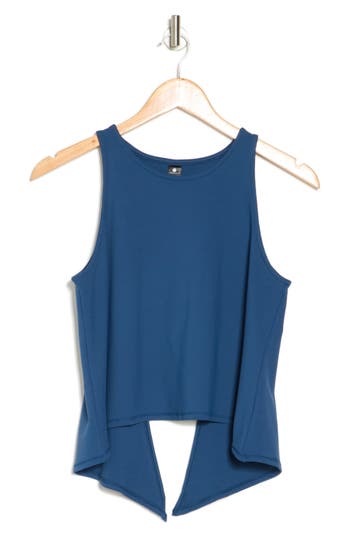 Yogalicious Open Back Sleeveless Top In Ocean Indigo