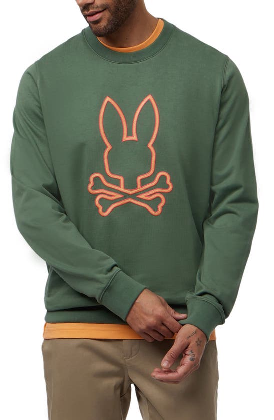 Psycho Bunny Floyd Embroidered Crewneck Sweatshirt In Agave Green