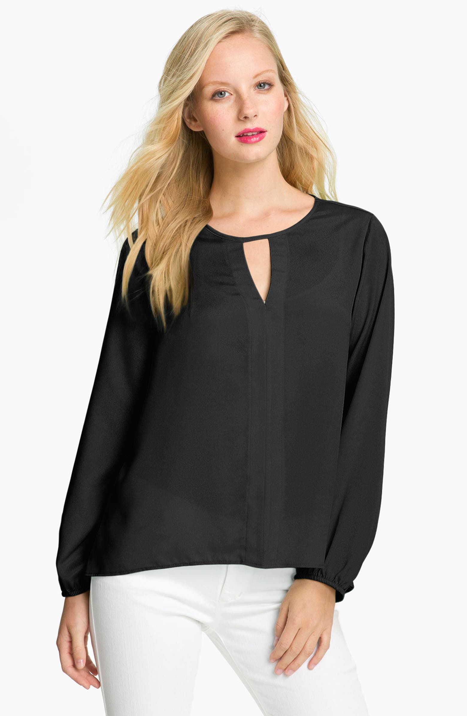 Eight Sixty Keyhole Peasant Blouse (Petite) | Nordstrom