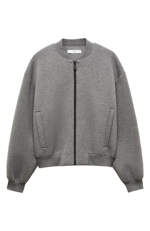 Shop Mango Zip Bomber Jacket In Medium Grey