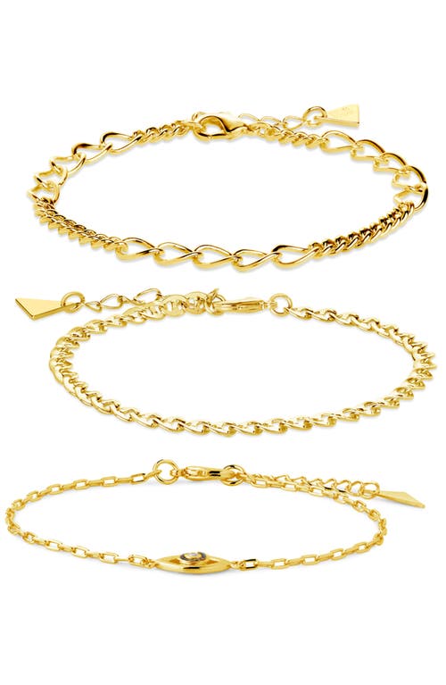 Sterling Forever Set Of 3 Chain Bracelets In Gold