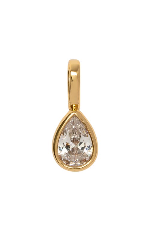 Pear Cubic Zirconia Charm Pendant in Gold