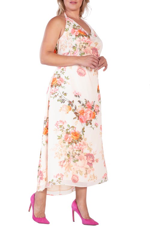 Shop S And P Floral Halter Maxi Dress In Beige Floral