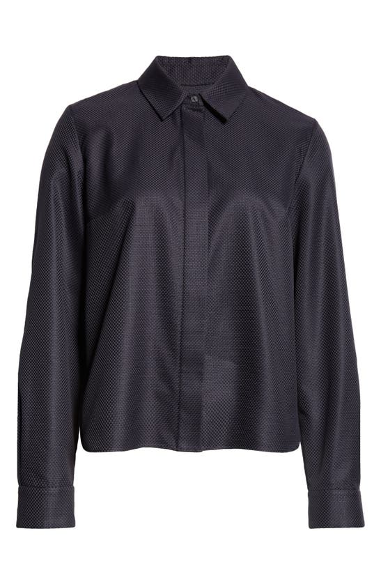 Partow Lara Cotton Jacquard Crop Button-up Shirt In Black