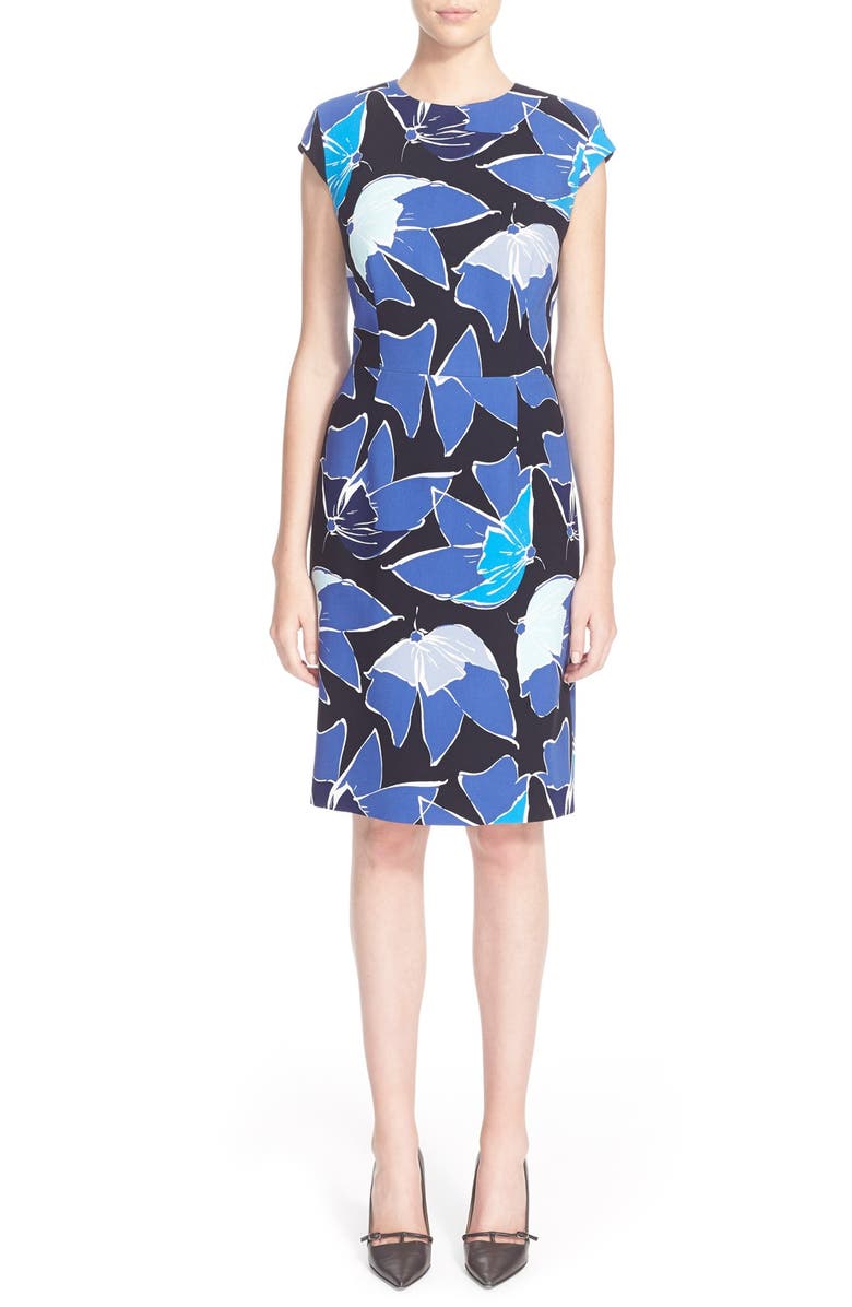 ESCADA Floral Print Short Sleeve Jersey Dress | Nordstrom