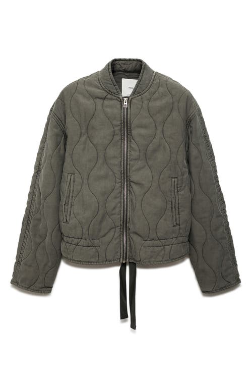 Mango Quilted Pucker Jacket Grey In Grey