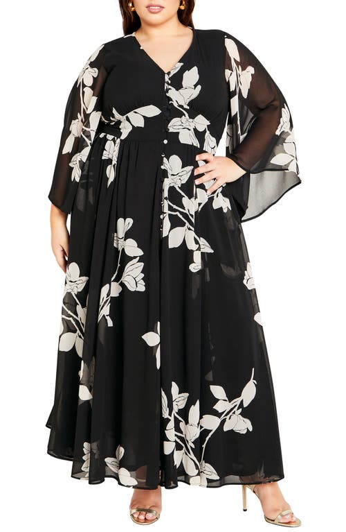 City Chic Katalina Floral Maxi Dress in Katalina Black at Nordstrom, Size Xs