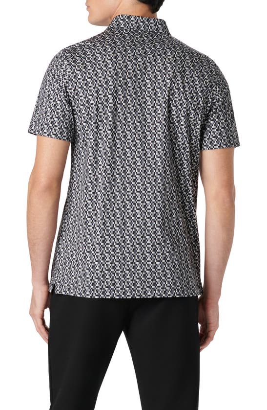 Shop Bugatchi Victor Ooohcotton® Pixel Check Print Polo In Black