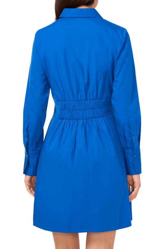 Shop Halogen (r) Long Sleeve Cotton Fit & Flare Shirtdress In Classic Blue