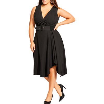 Plus Size City Chic Sleeveless Fit & Flare Dress, Black