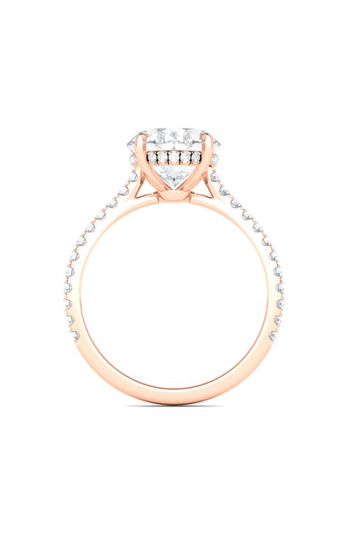 Hautecarat Oval Cut Pavé Lab Grown Diamond Ring In 3.00 Ctw 18k Rose Gold