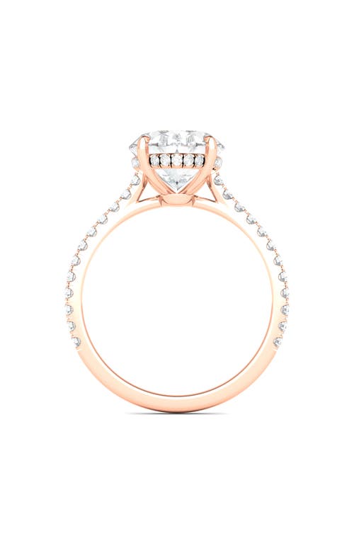 Shop Hautecarat Oval Cut Pavé Lab Created Diamond Ring In 3.00 Ctw 18k Rose Gold