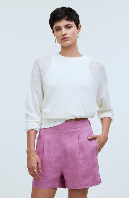 Shop Madewell Clean Linen Pull-on Shorts In Shaded Pink