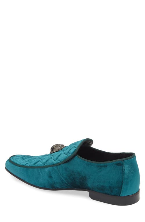 Shop Kurt Geiger London Hugh Eagle Herringbone Loafer In Turquoise/aqua
