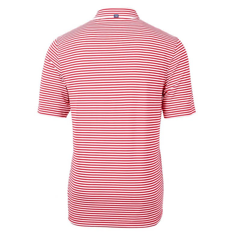 Shop Cutter & Buck Red Gwinnett Stripers Drytec Virtue Eco Pique Stripe Recycled Polo