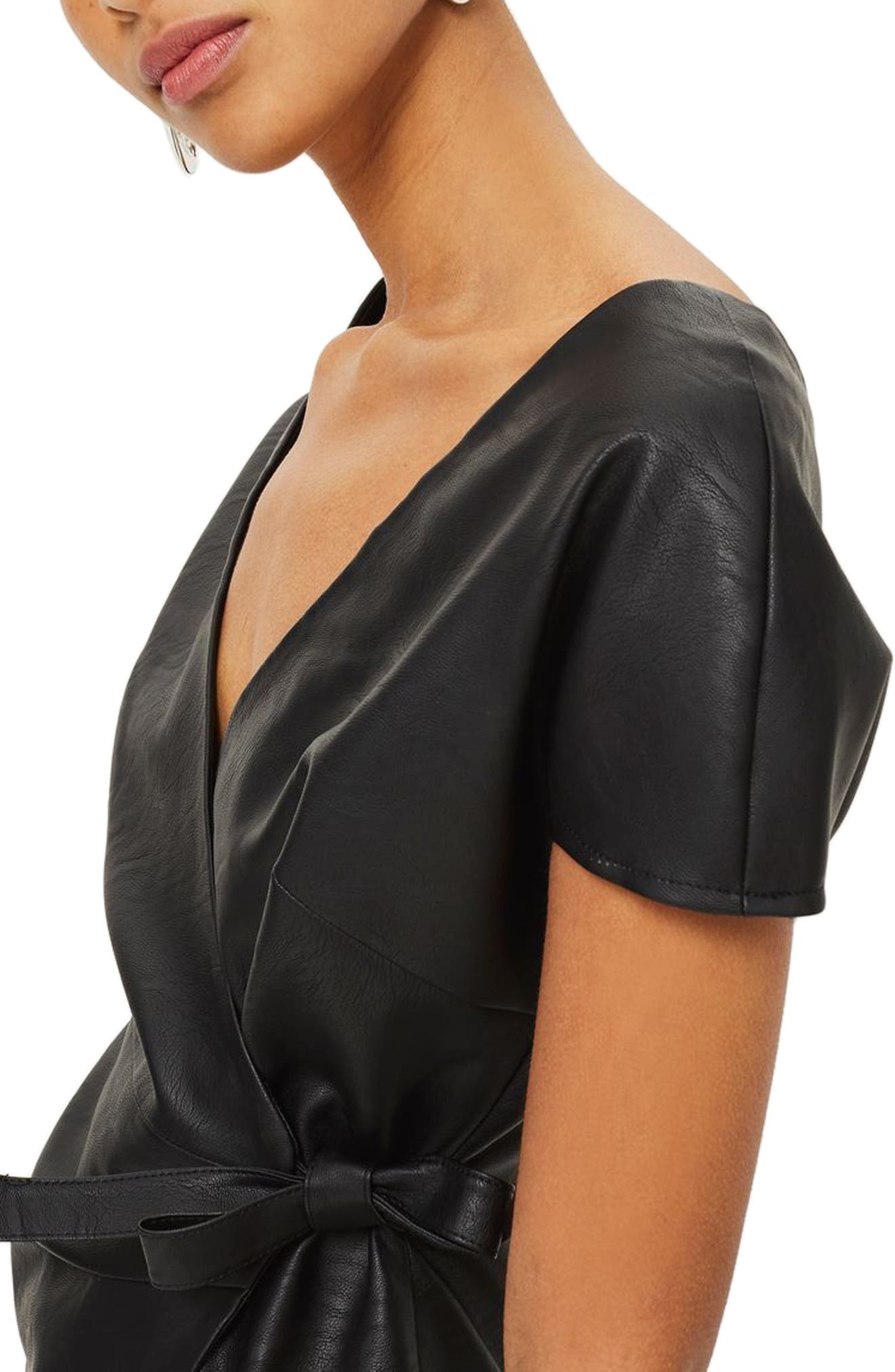 topshop leather wrap dress