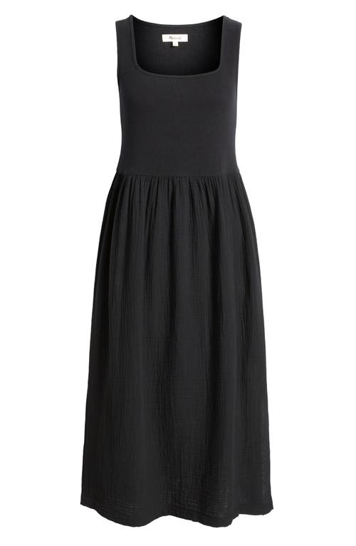 Shop Madewell Mixed Media Tank Dress In True Black