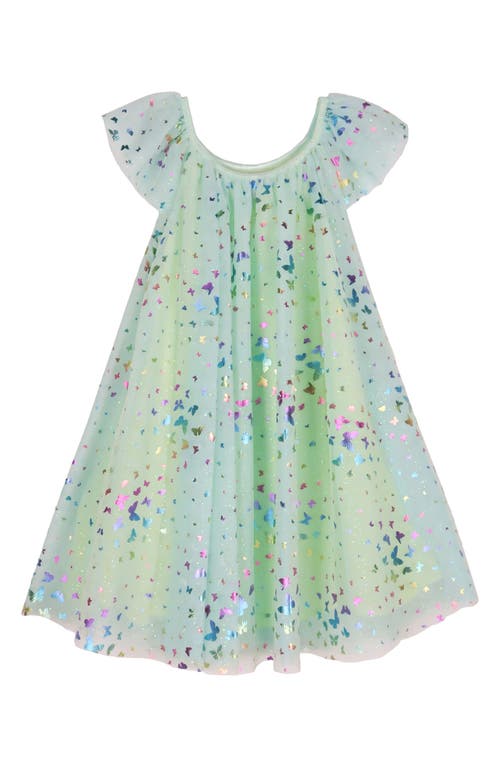 Zunie Kids' Foil Butterfly Party Dress Lime/Aqua at Nordstrom,
