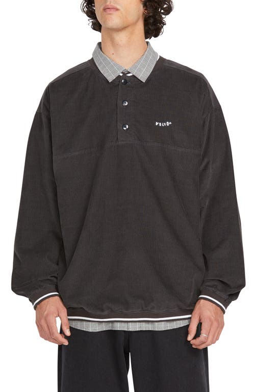 Volcom Townsend Cotton Corduroy Henley In Stealth