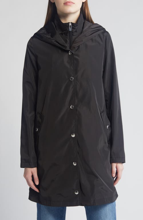 Water Resistant Packable Rain Jacket in Black