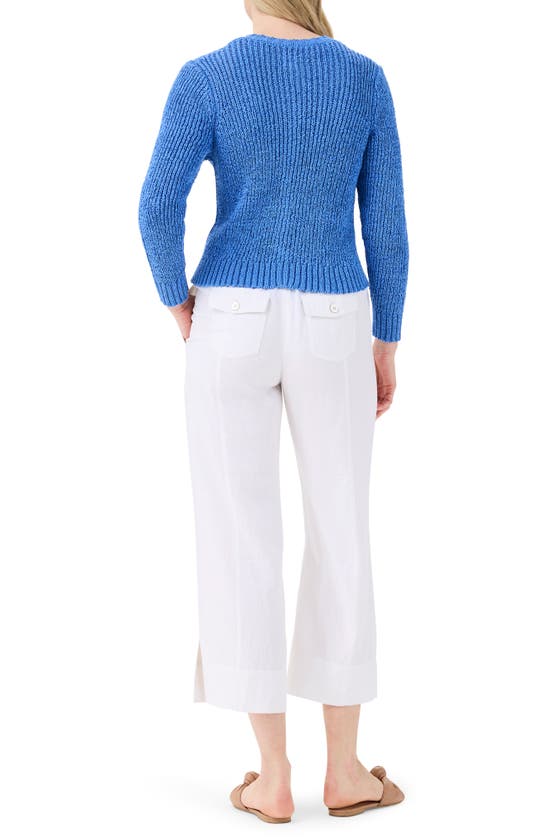 Shop Nic + Zoe Nic+zoe Openwork Knit Cardigan In Tru Blue