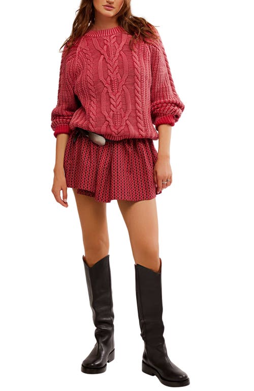 Shop Free People Frankie Cable Cotton Sweater In Cherry