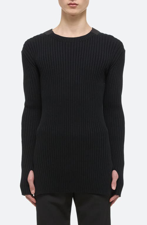 Helmut Lang Cutout Sleeve Organic Cotton Rib Sweater in Black 