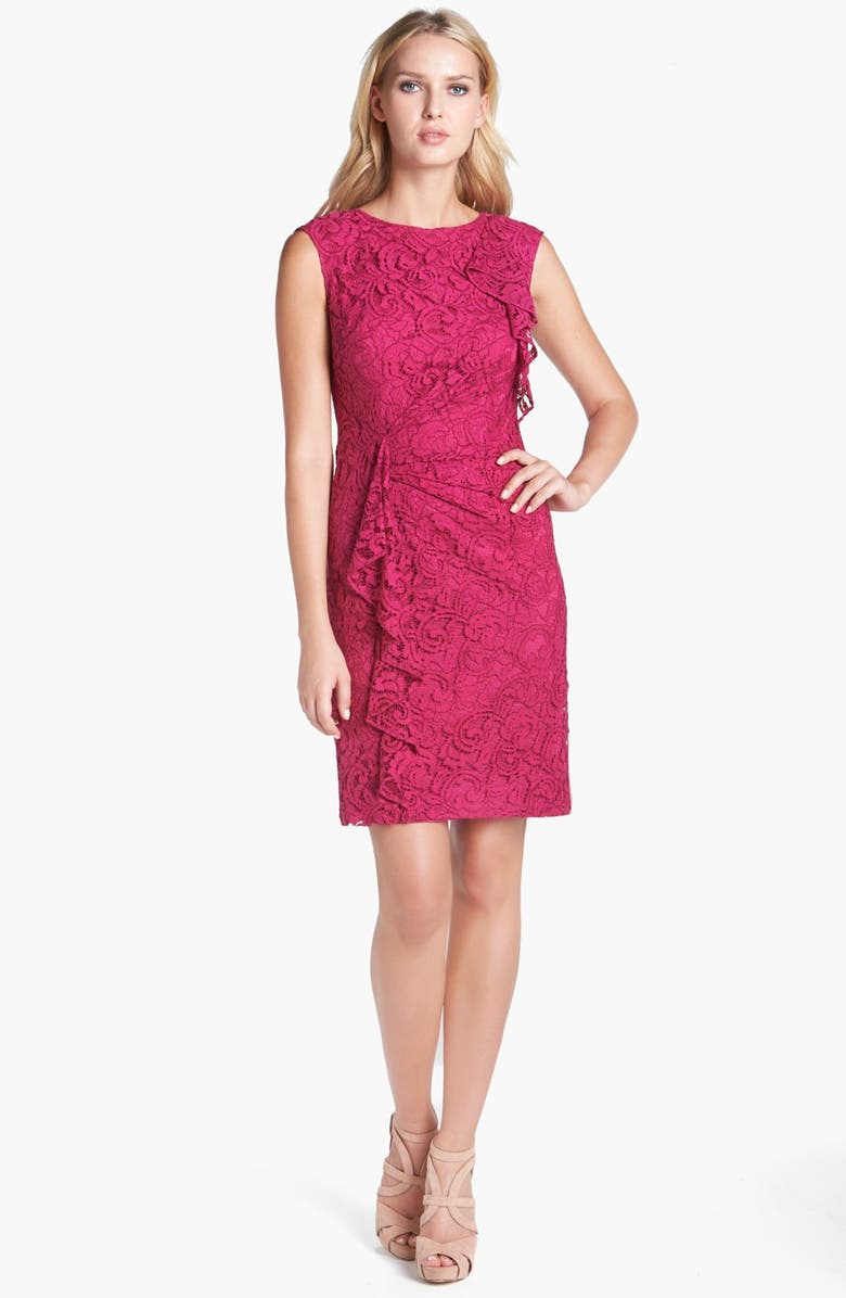 Adrianna Papell Ruffled Lace Sheath Dress | Nordstrom