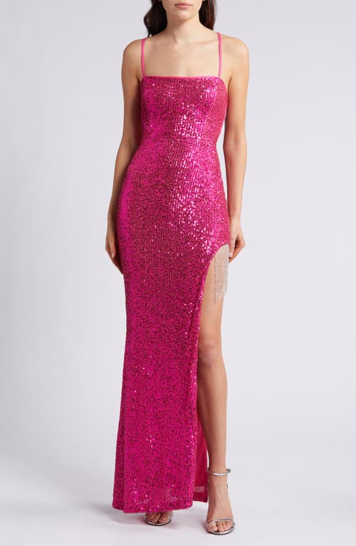 Here For the Show Sequin Gown in Hot Pink
