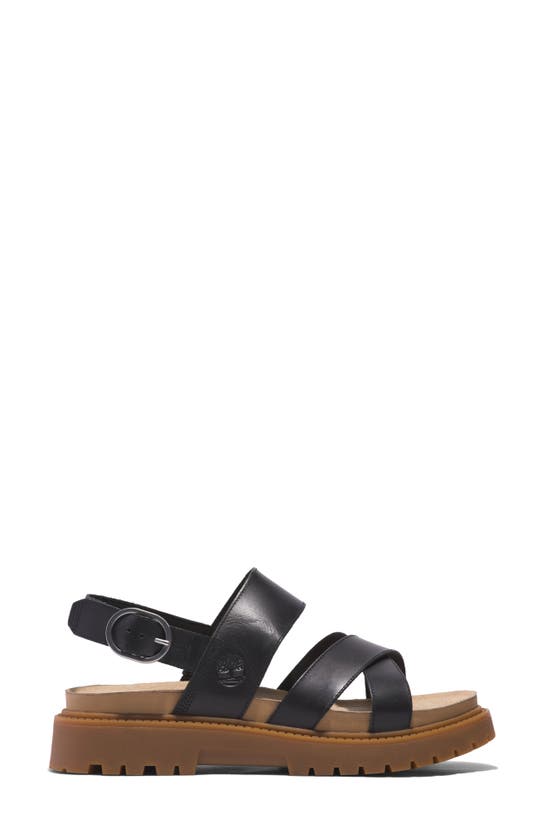 Timberland Clairemont Way Cross Strap Sandal In Black Full Grain