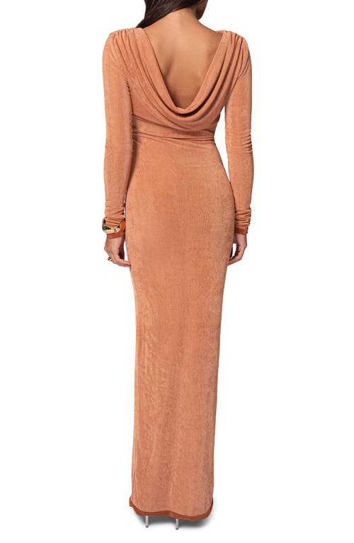 Jluxlabel Ashton Reversible Long Sleeve Knit Gown In Bronze