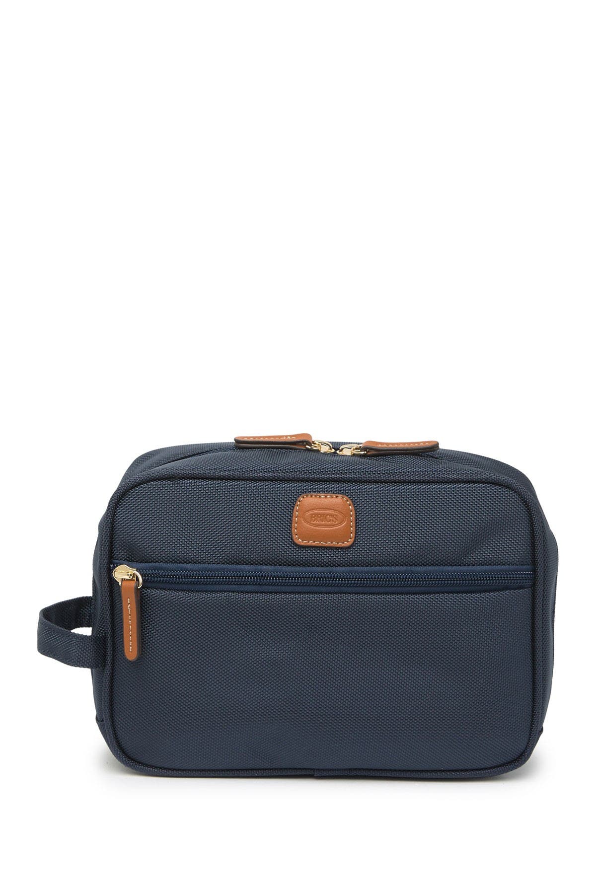 Bric's Luggage Nylon Shave Case In Navy W/cognac