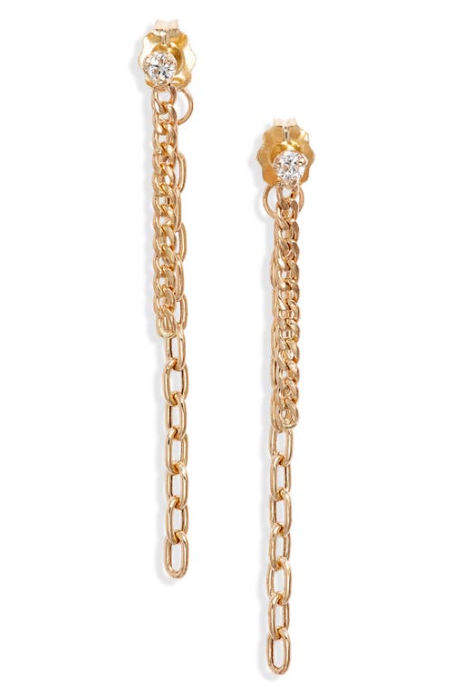 Zoë Chicco Diamond Mixed Chain Double Drop Earrings in 14K Yellow Gold at Nordstrom
