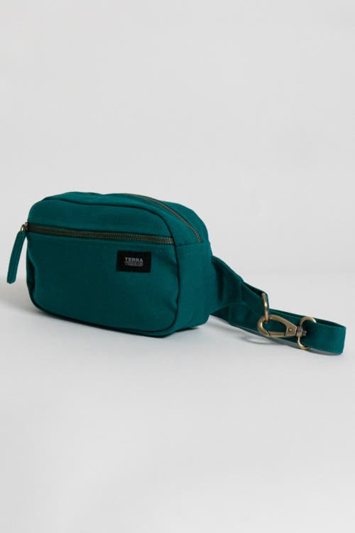 Terra Thread Organic Cotton Sling Belt Bag In Deep Sea Teal
