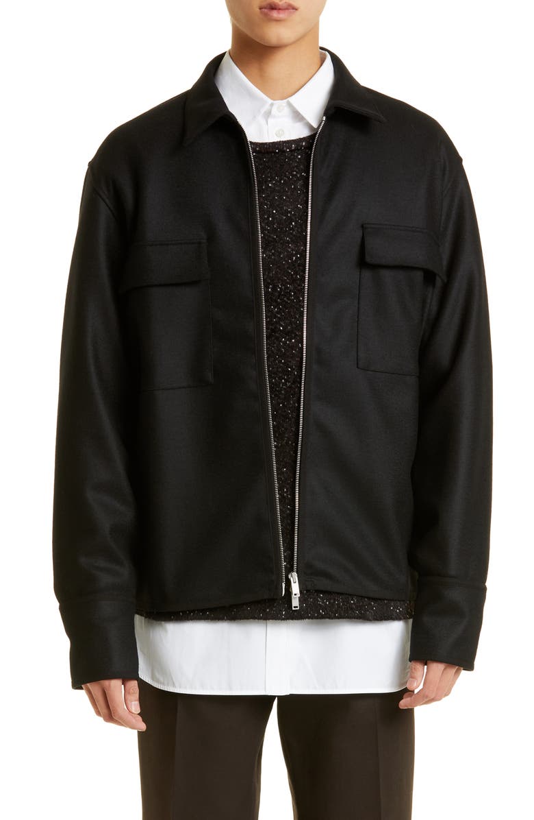 Wool Zip Shirt Jacket 今年の新作から定番まで! JIL jacket black SANDER テーラードジャケット