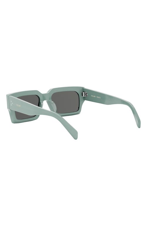 Shop Celine 54mm Rectangular Sunglasses In Shiny Light Green/smoke