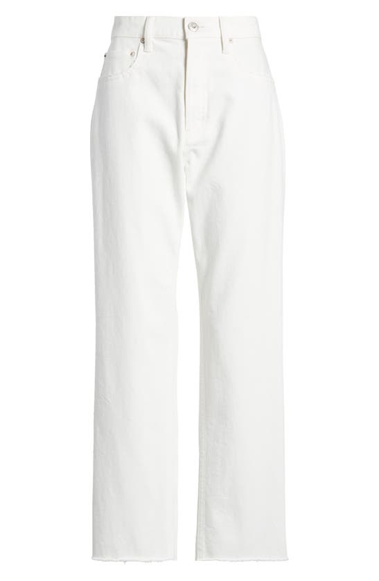 Shop Moussy Amherst High Waist Step Raw Hem Wide Leg Jeans In White